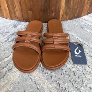 OLUKAI Tiare Women's Slide Sandals Premium Leather & Stylish Fox/Fox size 10